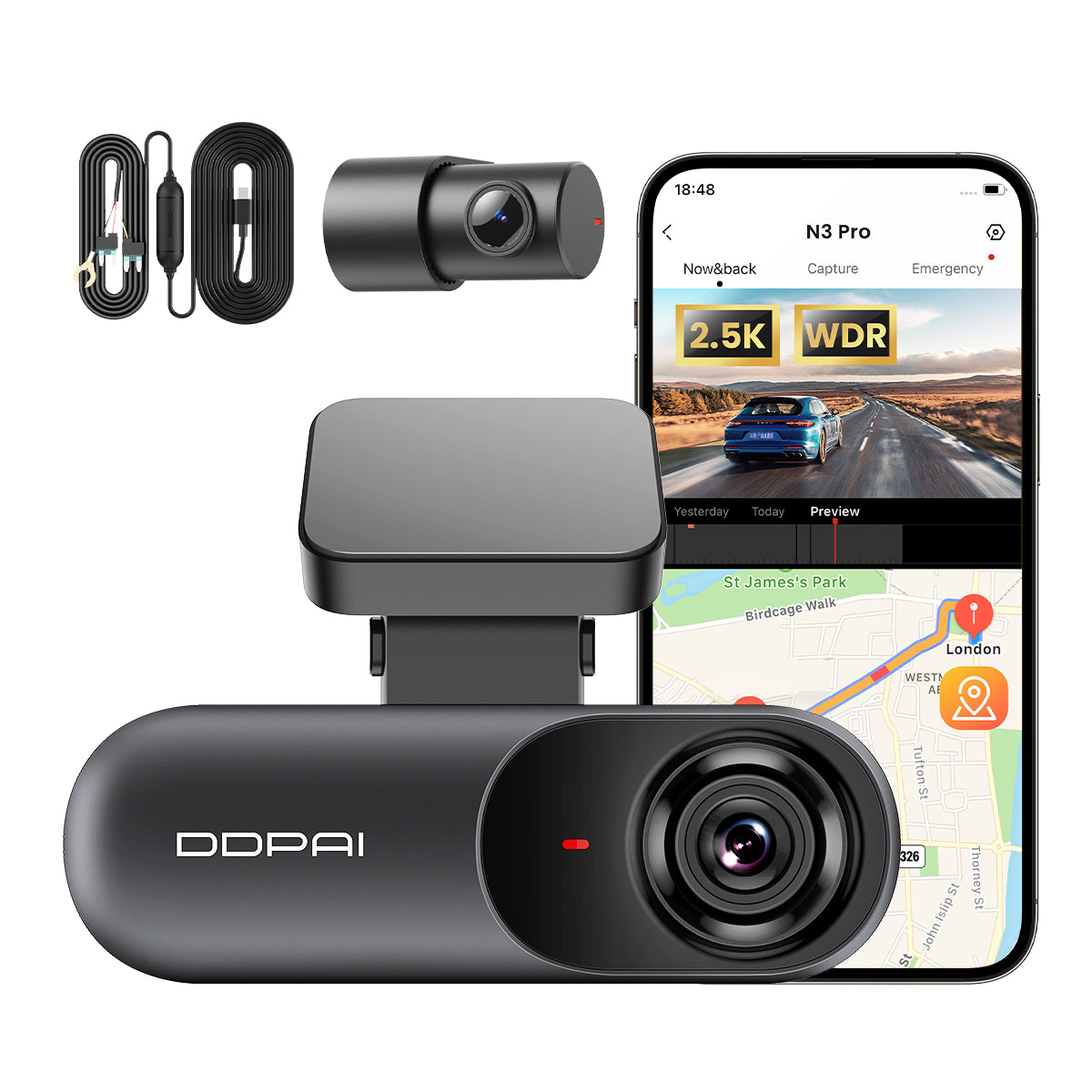 N3 Pro 1600P Dual Dash Cam
